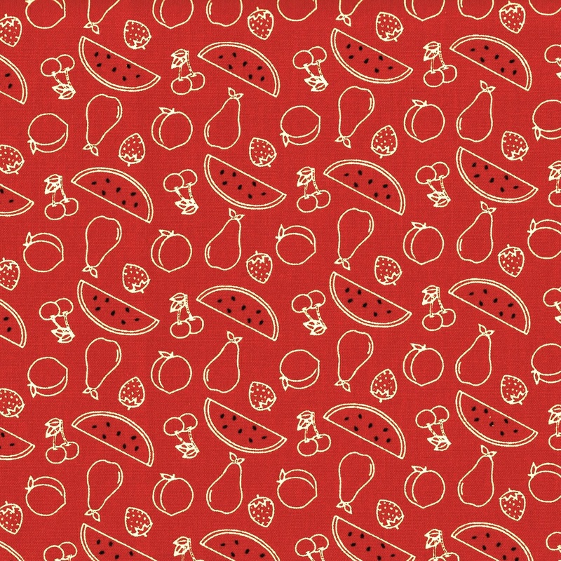 Henry Glass & Co. Country Fresh 9891 80 Red Fruits Outlined 2.5 Yards
