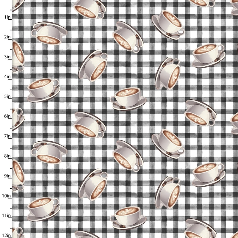 Studio E Coffee Break 23747 Charcoal Coffee Cups By The Yard