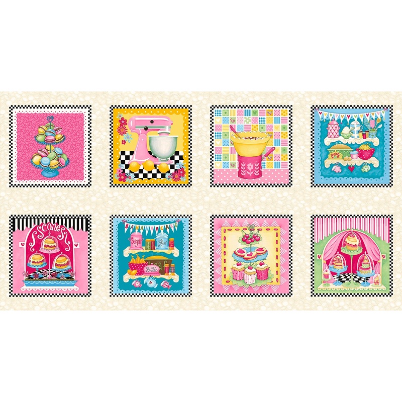 Studio E Let's Bake 6763 87 Multi 9 X 9 Blocks 24 PANEL By The PANEL (not strictly by the yard)