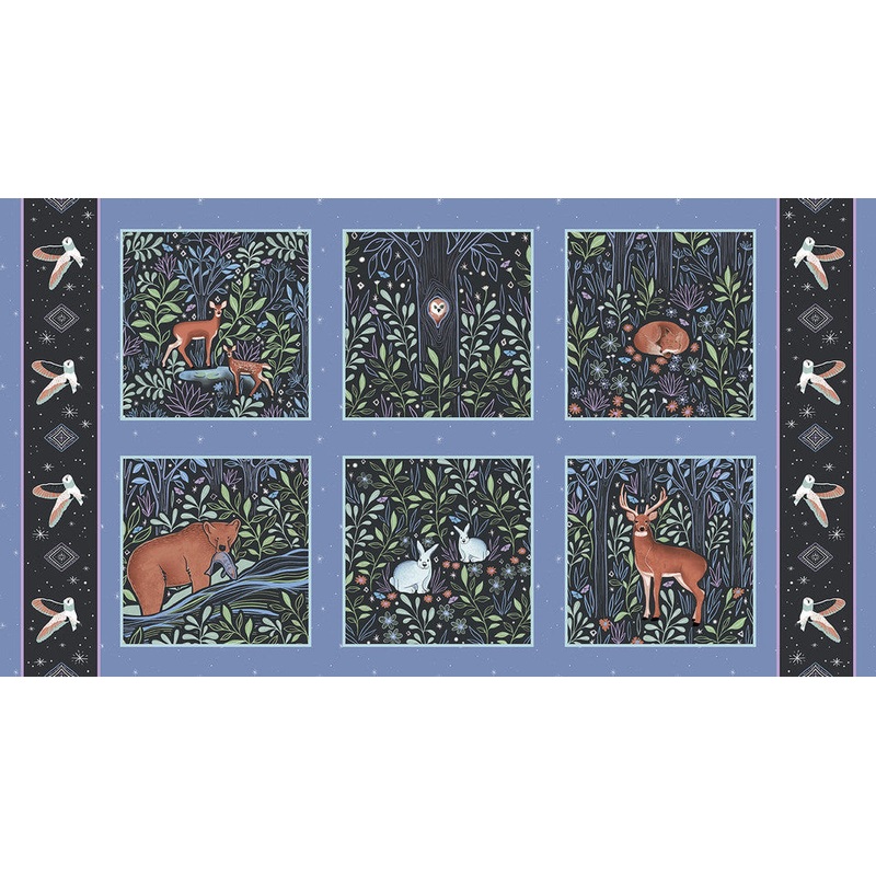 Studio E Woodland Magic 8005 77 Periwinkle Woodland Magic Block 24 PANEL By The PANEL (not strictly by the yard)