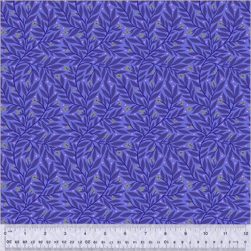 Windham Dayspring 54802 8 Periwinkle Vines & Berries By The Yard