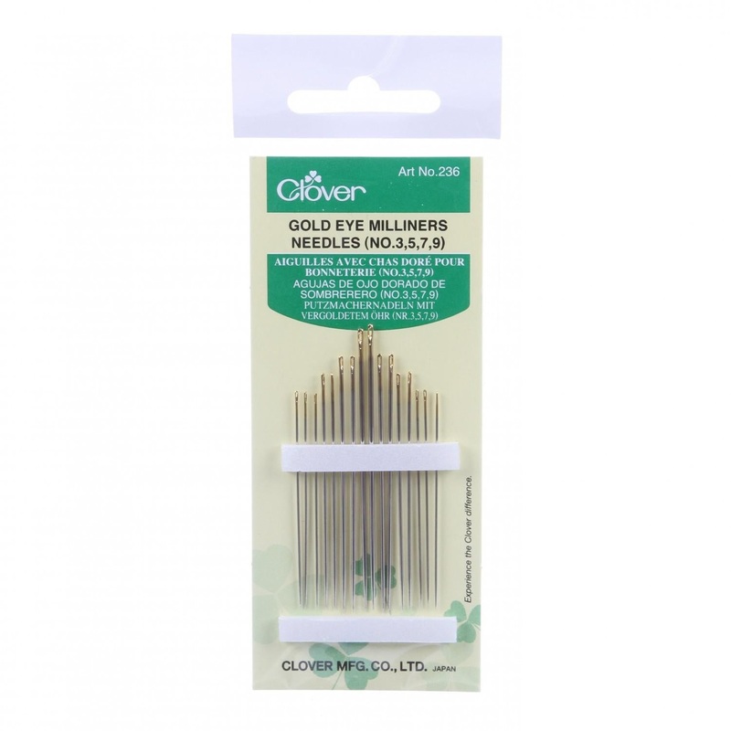 Clover Gold Eye Milliners Needles size 3/9 16ct
