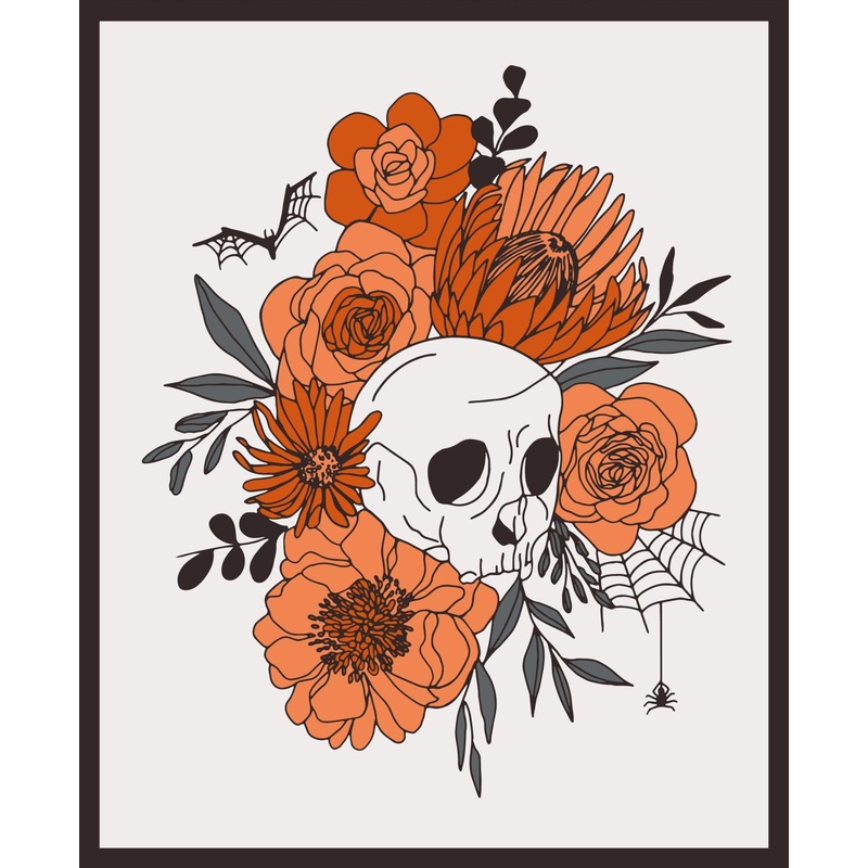 Noir Skull Ghost Pumpkin Panel 11548 11