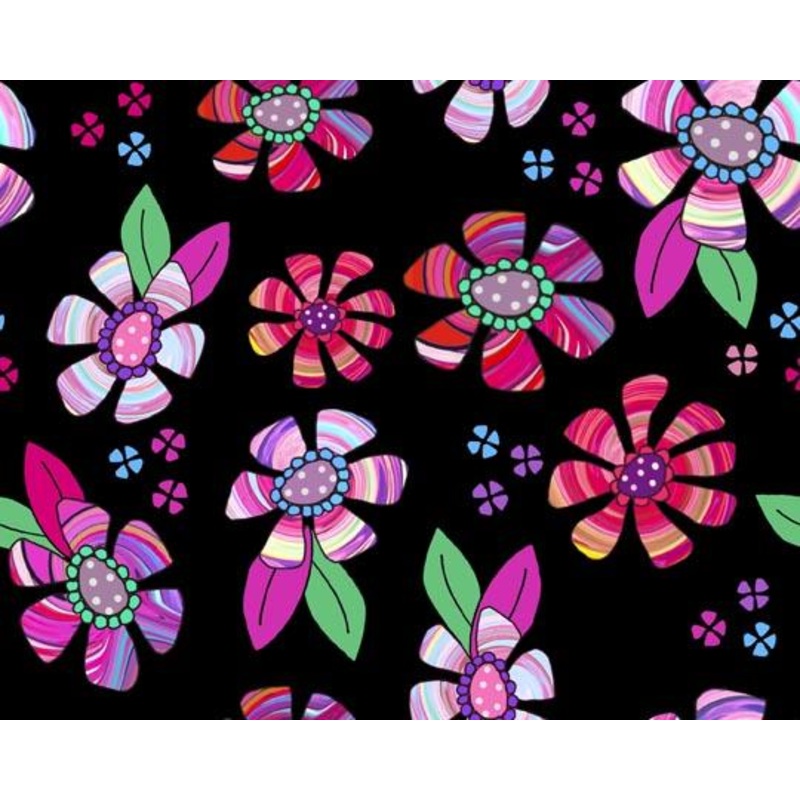 Here Kitty Kitty Flower Toss Black 29960-J