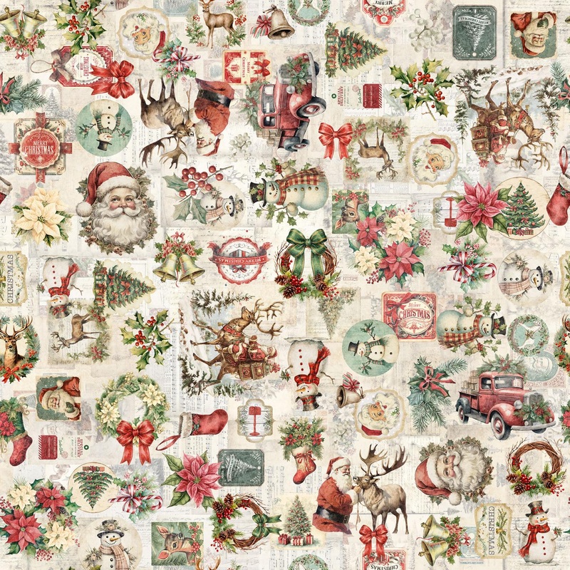 Holly Jolly Christmas Collage Cream 31160E