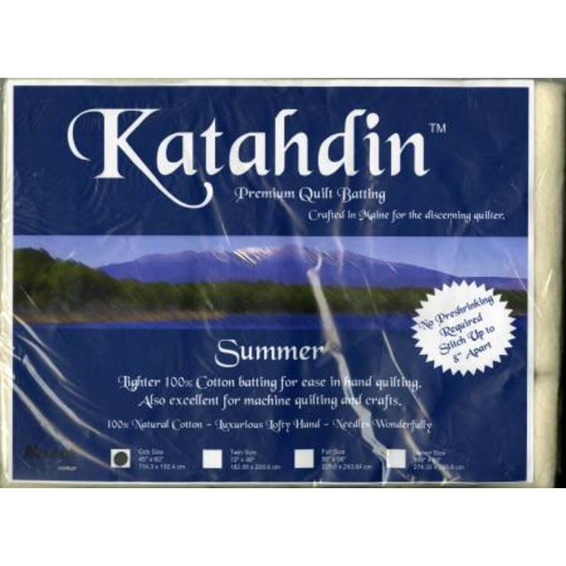 Katahdin Premium 100% Cotton Batting - Summer - 45in x 60in 390B-WHT