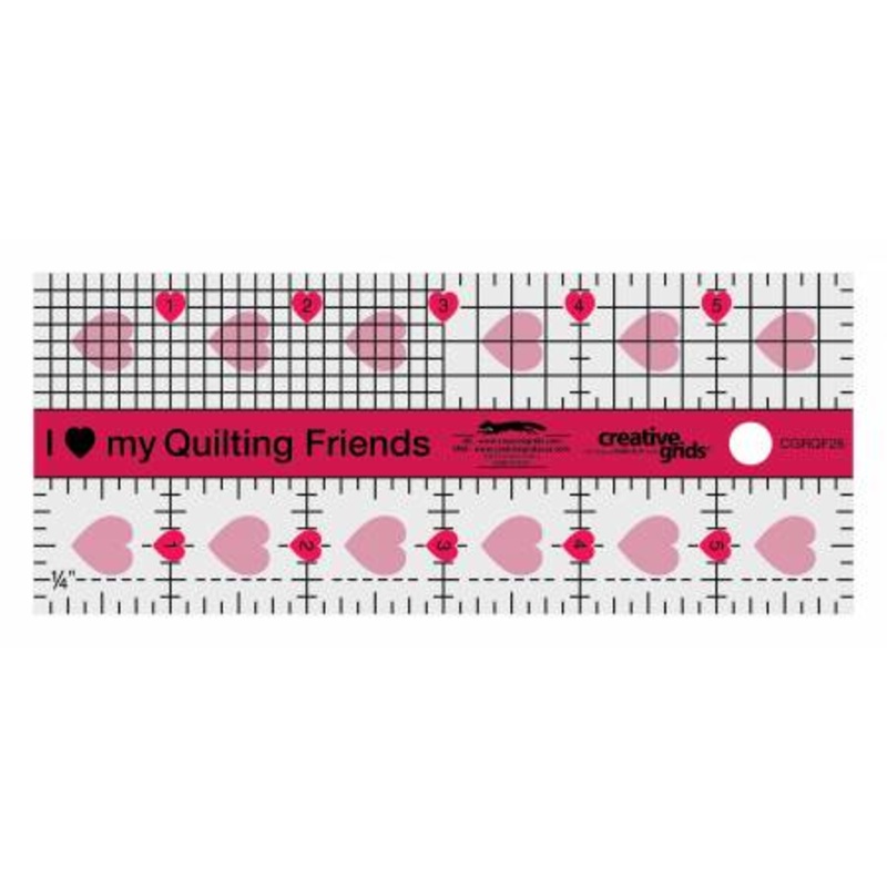 Creative Grids I Love My Quilt Friends Mini Quilt Ruler 2-1/2in x 6in #CGRQF26