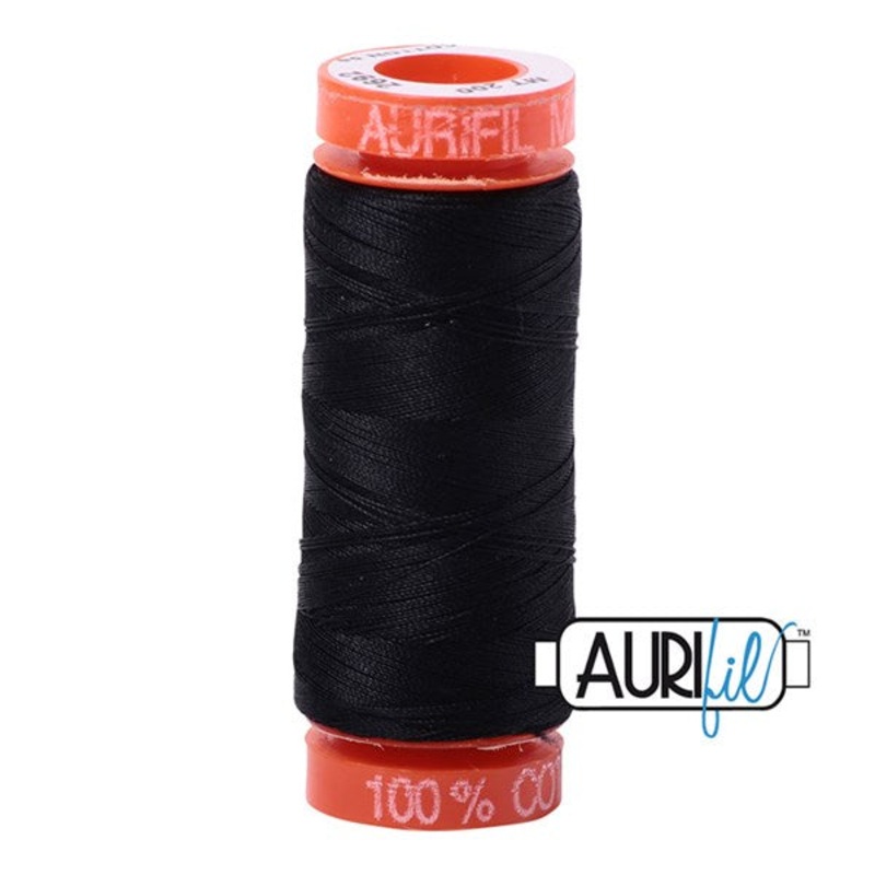 50wt Aurifil Black 100% Cotton Mako Thread #BMK50SP200-2692