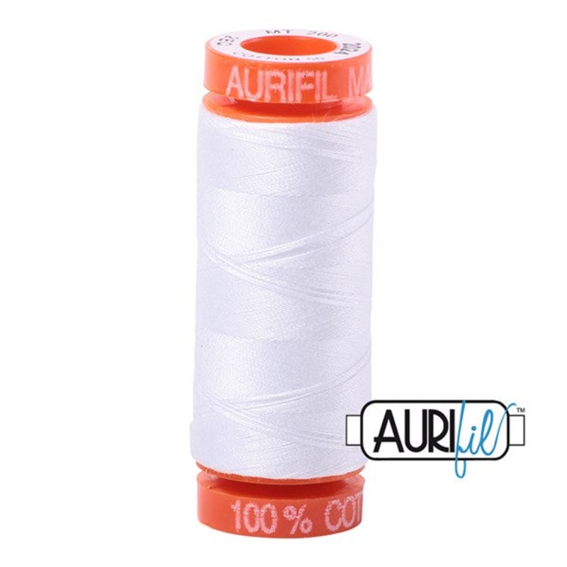 50wt Aurifil White 100% Cotton Mako Thread #BMK50SP200-2024