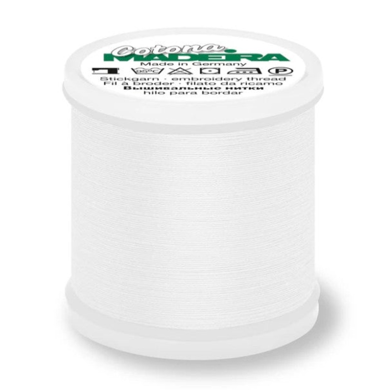Madeira Cotona 80 - Premium Cotton Quilting & Sewing Thread, 502 White
