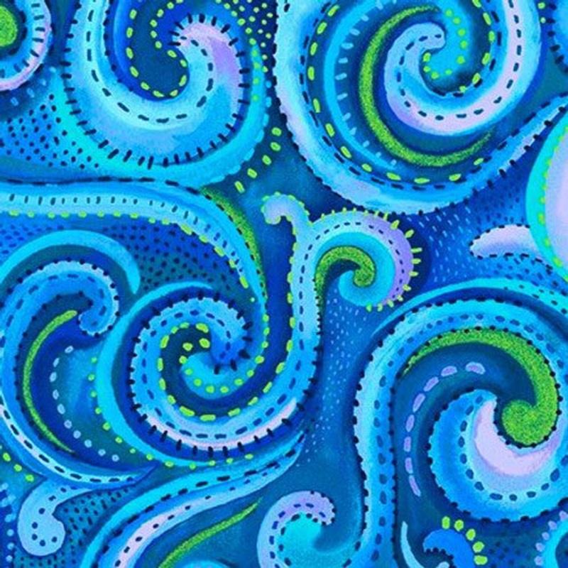 Studio E Fabrics Whirlwind Tidal Water (Blue) 108 Wide Backing Fabric - 8021-74 - 3 YARD
