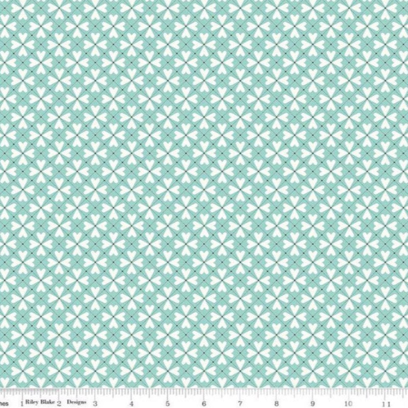 You and Me Hearts Grid Aqua C15405-Aqua