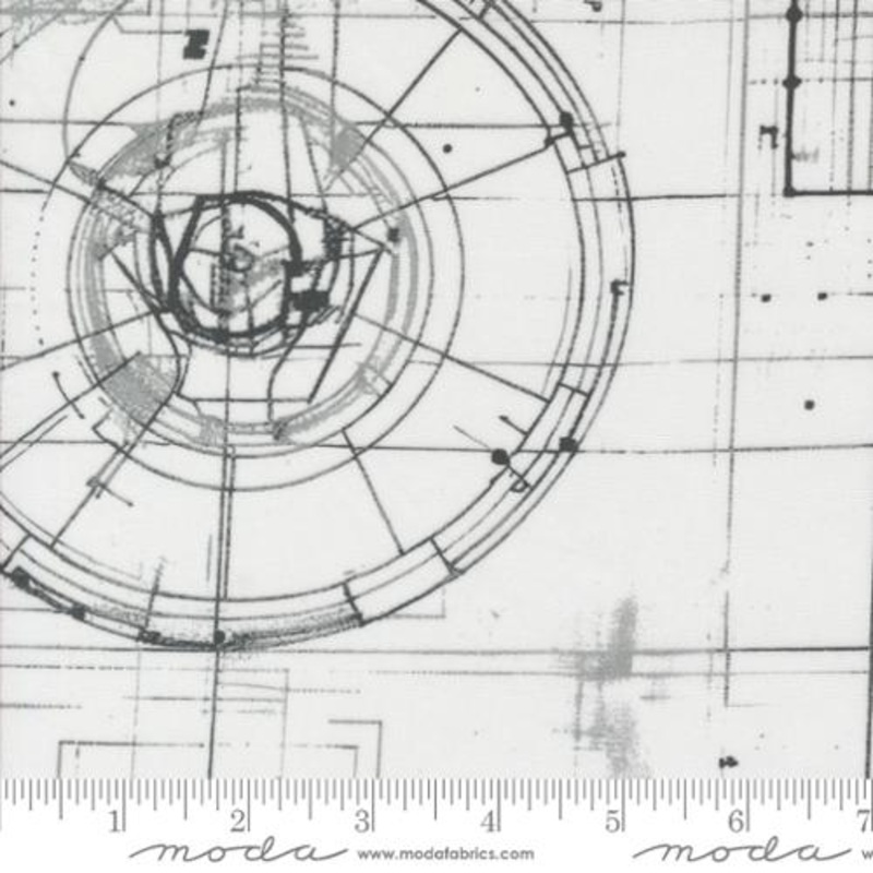 Moda Fabrics Modern Backgrounds Blueprint White 108 Wide Backing Fabric - 108027-11 - 3 YARD