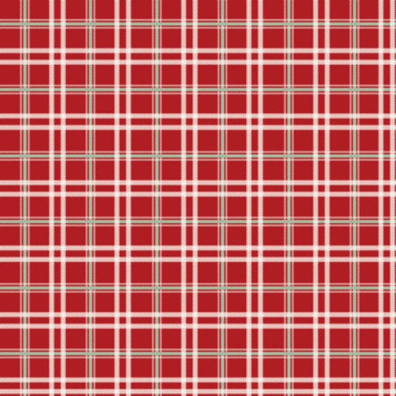 Mistletoe and Holly Plaid Barn Red C16407