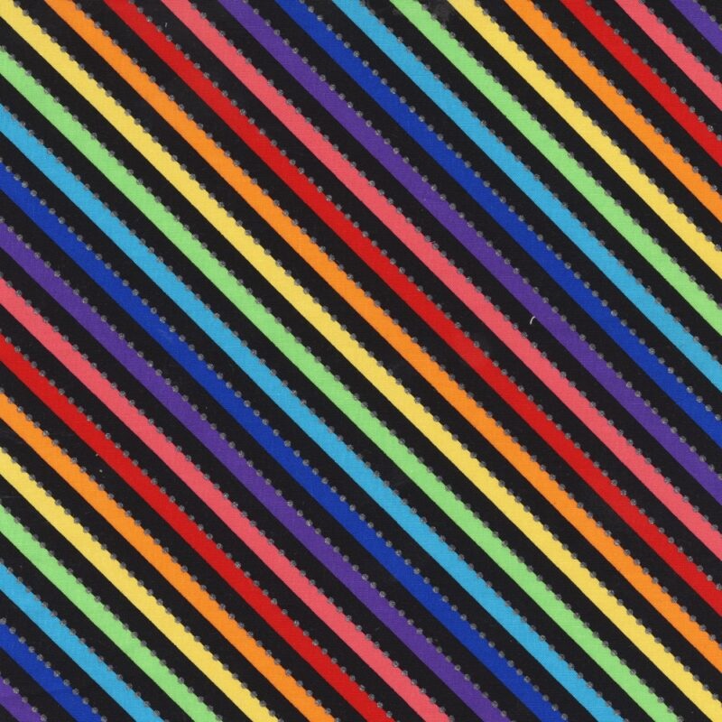 Be Colourful Black Rainbow Magic Bias Stripes BC77Q-2