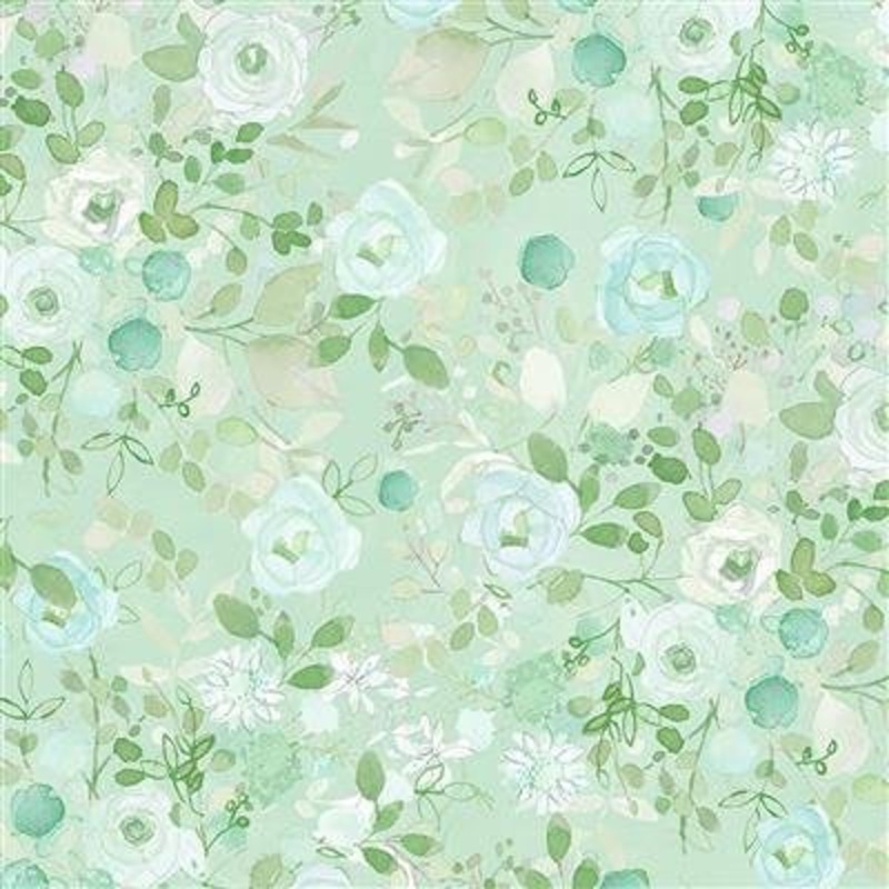Blush Digital Roses Light Mint T-25-79
