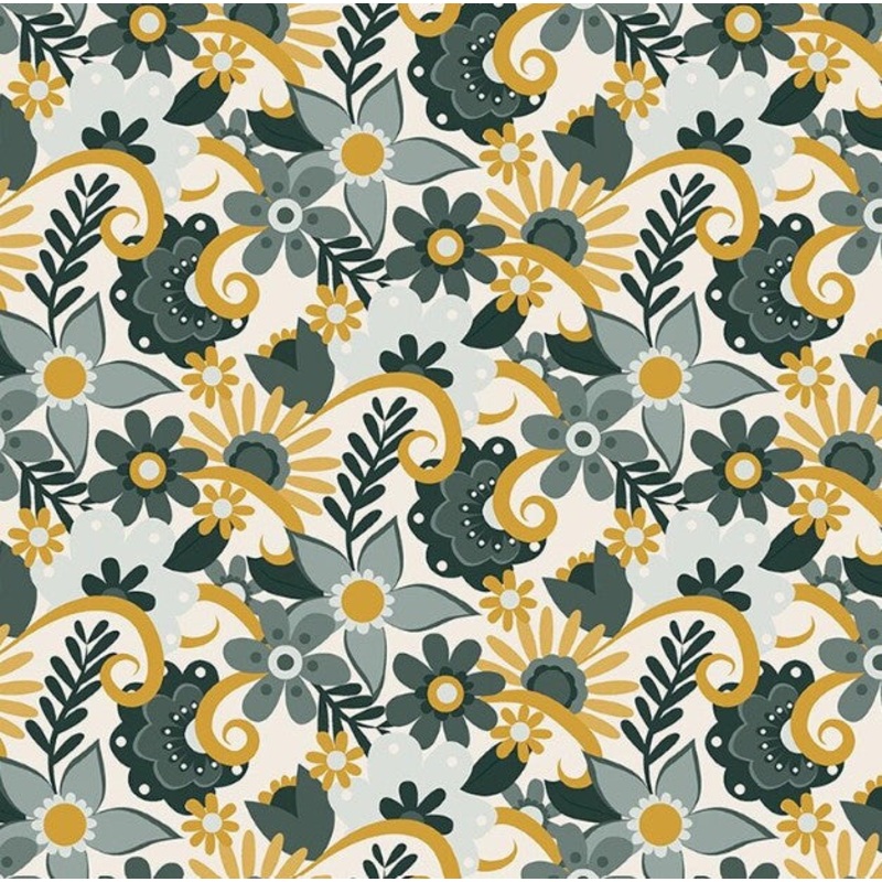 Little Goldi Floral Gold and Teal T-25-90