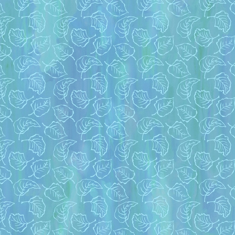 Spring in the Northwoods Blue Stained Glass Leaves T-25-19