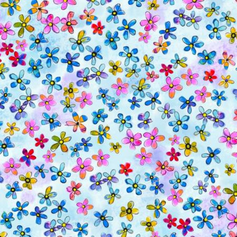 Tiny Wonders Ditsy Floral Light Blue TWON 5450 LB - W94