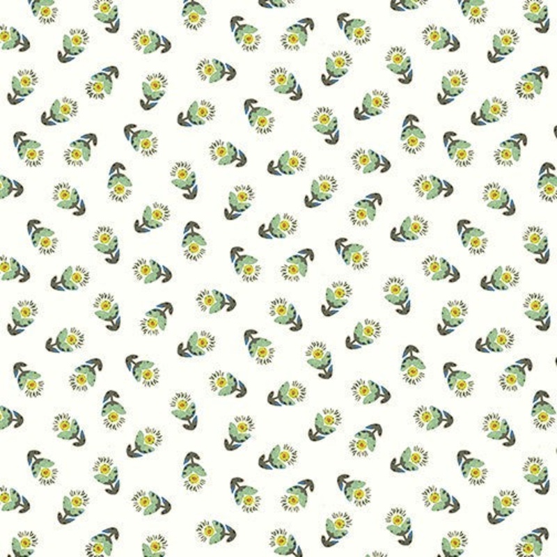 Benartex Soul Shine & Daydreams 10351 05 Light Teal Tossed Flowers By The Yard