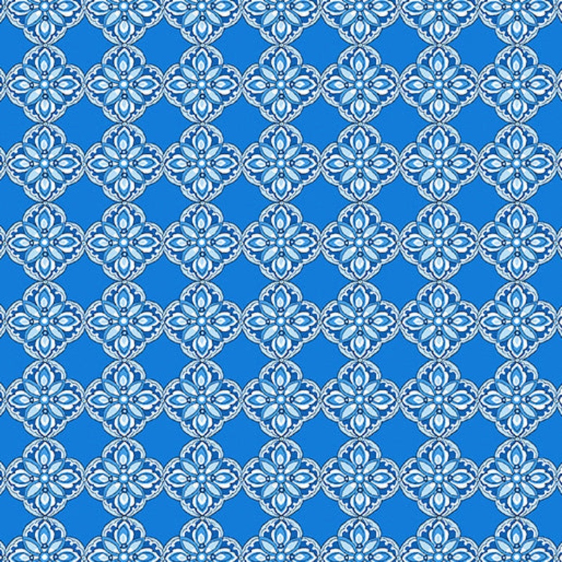 Benartex Bluesette 13448 53 Ocean Blue Diamond Medallion By The Yard
