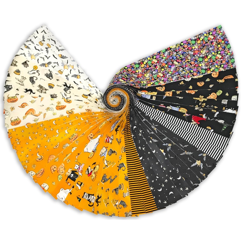 Clothworks Pre-Cut 2 1/2 Strip Set 40 Piece Strip Roll - ST0466 - Halloween Parade