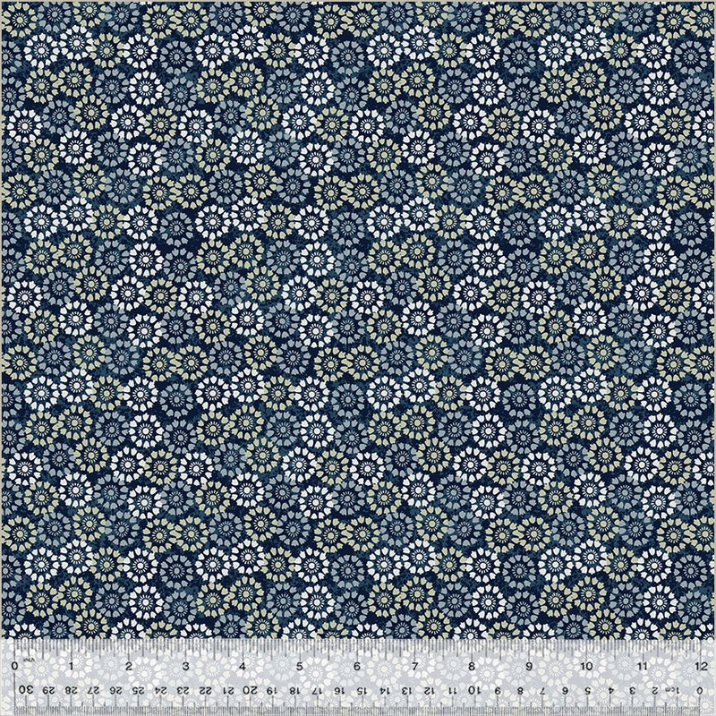 Windham Banyan 54114 5 Mini Medallion Indigo By The Yard