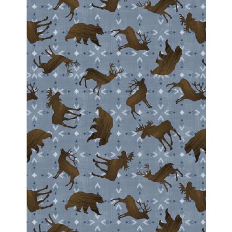 Wilmington Prints Timberland Trails 3070 45603 424 Blue Animal Toss By The Yard