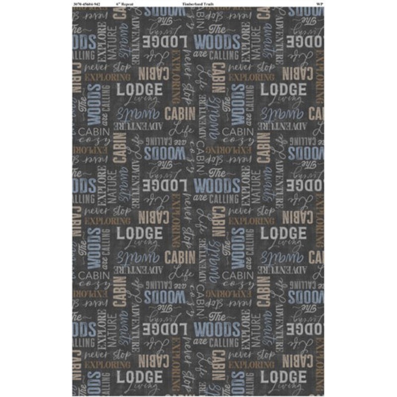 Wilmington Prints Timberland Trails 3070 45604 942 Dark Grey Woodland Words By The Yard