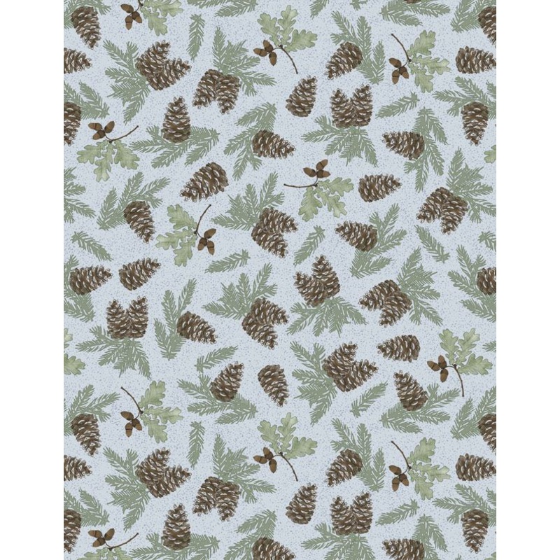 Wilmington Prints Timberland Trails 3070 45605 427 Blue Pinecone Toss By The Yard