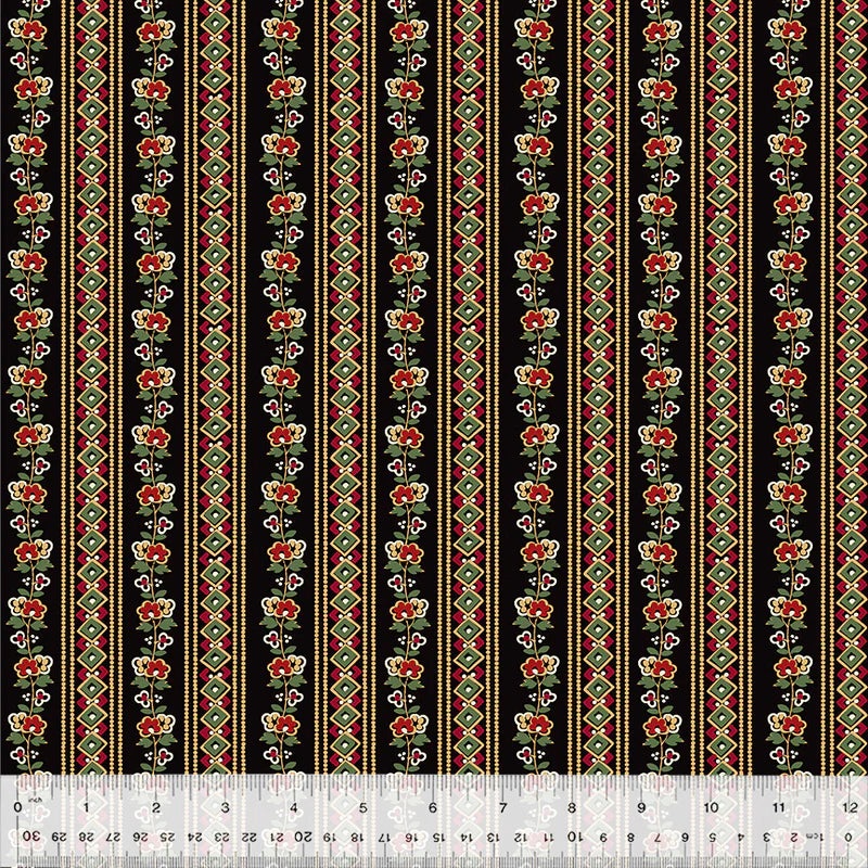 Windham Circa: Turkey Red 54727 2 Black Meander By The Yard