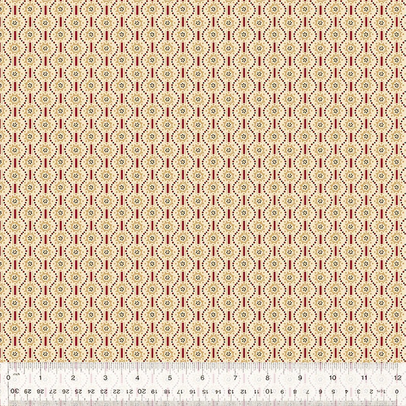 Windham Circa: Turkey Red 54728 4 Cream Sunbursts By The Yard