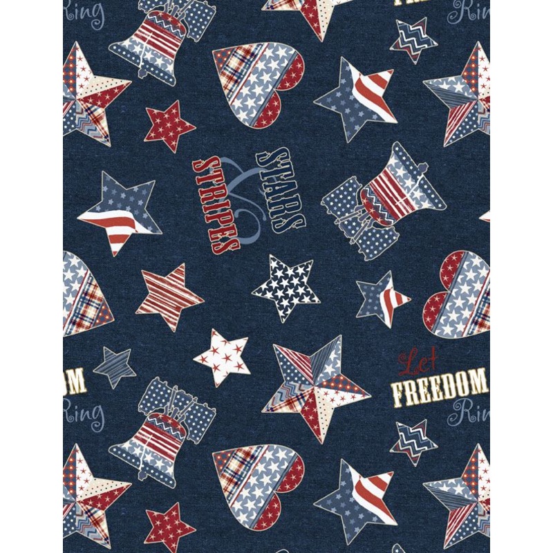 Wilmington Prints Stars Of Valor 30085 434 Navy Patriotic Toss By The Yard