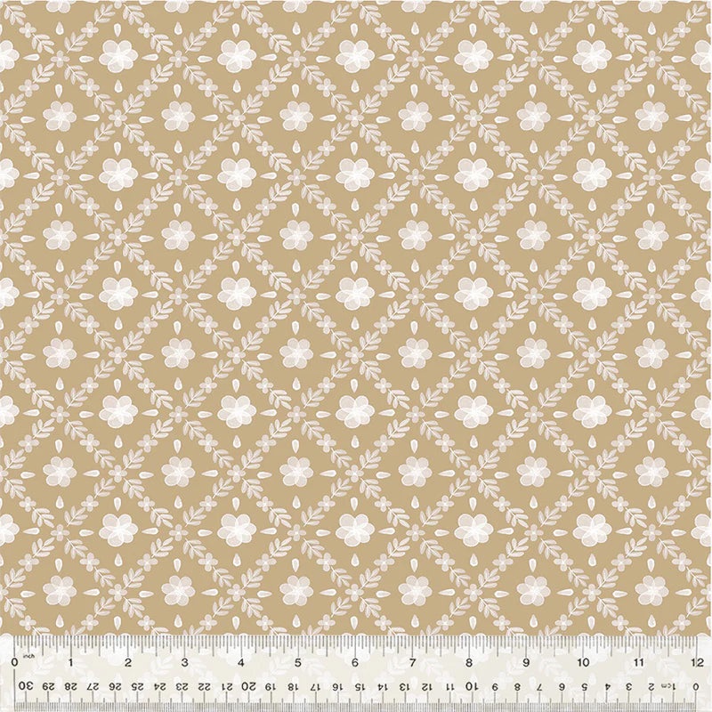 Windham Petal And Purr 54591 2 Taupe Garden Lattice By The Yard