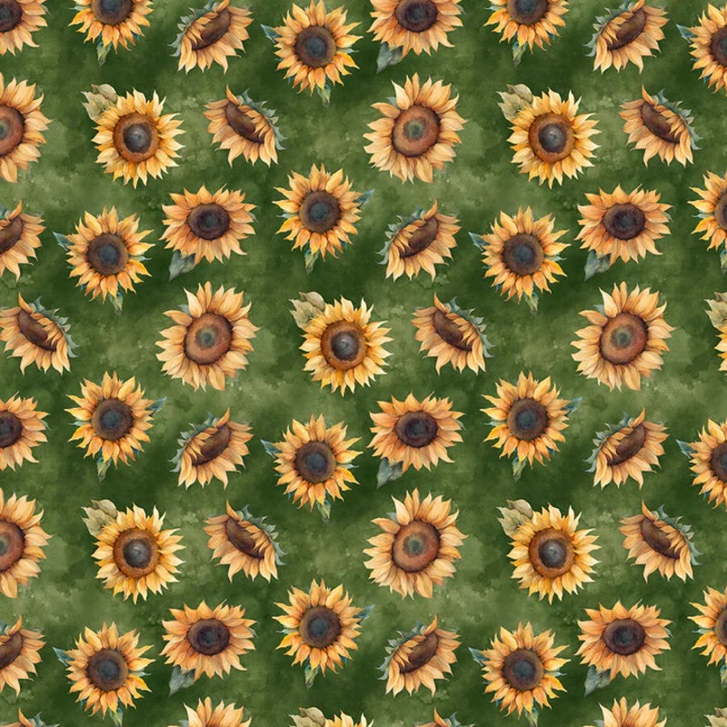 Wilmington Prints Sunkissed 33917 725 Green Sunflower Toss By The Yard