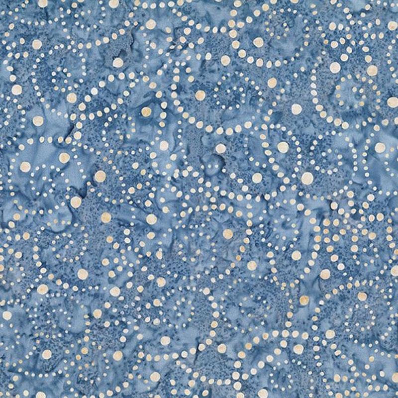 Wilmington Batiks Del Mar 22264 442 Blue/Tan Pointillist Scroll By The Yard