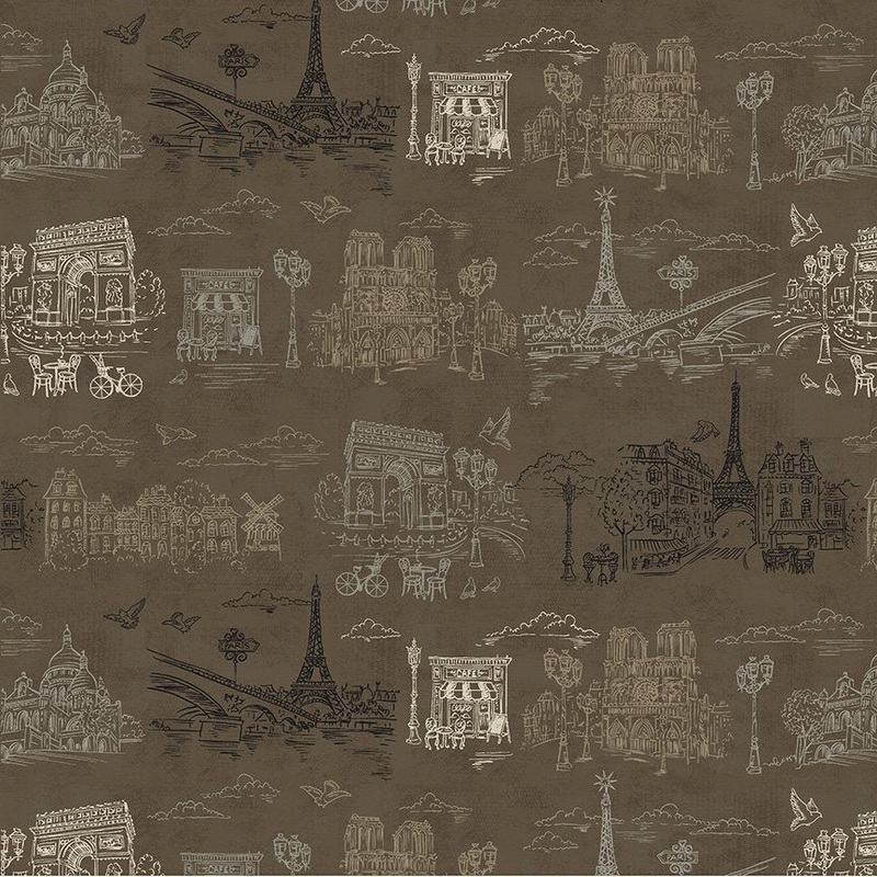 Windham J'aime Paris 53920 4 Chocolat - Paris Toile By The Yard