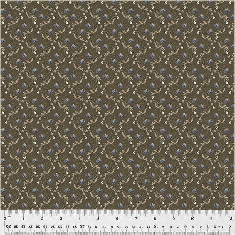 Windham Oxford 53892 5 Flower Drops Brown By The Yard