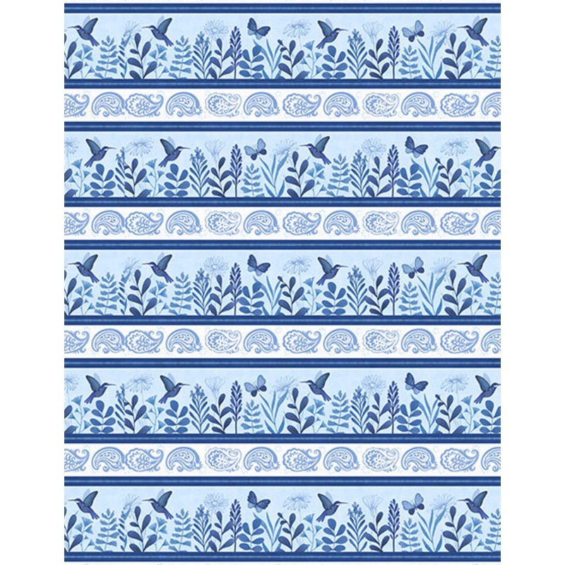 Wilmington Blissful Blues 49351 414 Multi Repeating Stripe By The Yard