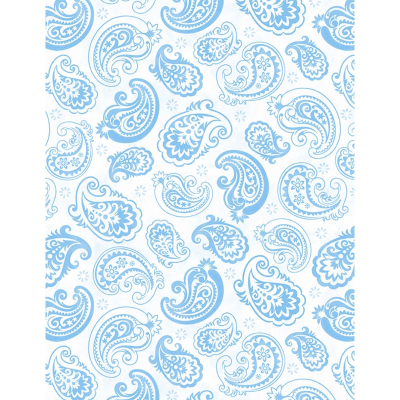 Wilmington Blissful Blues 49354 144 White Paisley Toss By The Yard