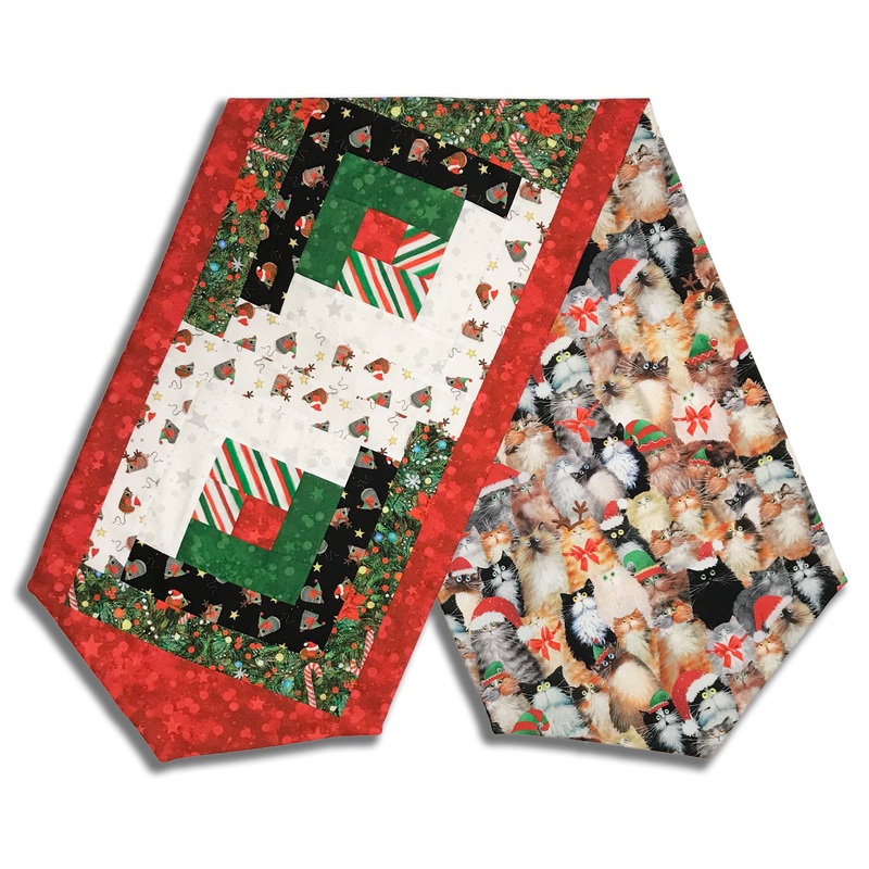 Windham Pre-Cut Log Cabin Table Runner Kit - Meowy Christmas