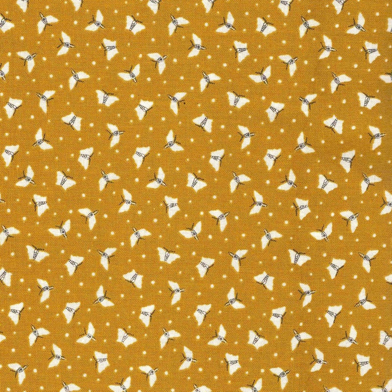 Andover Frond 483 Y Cream on Gold Butterfly Dots By The Yard