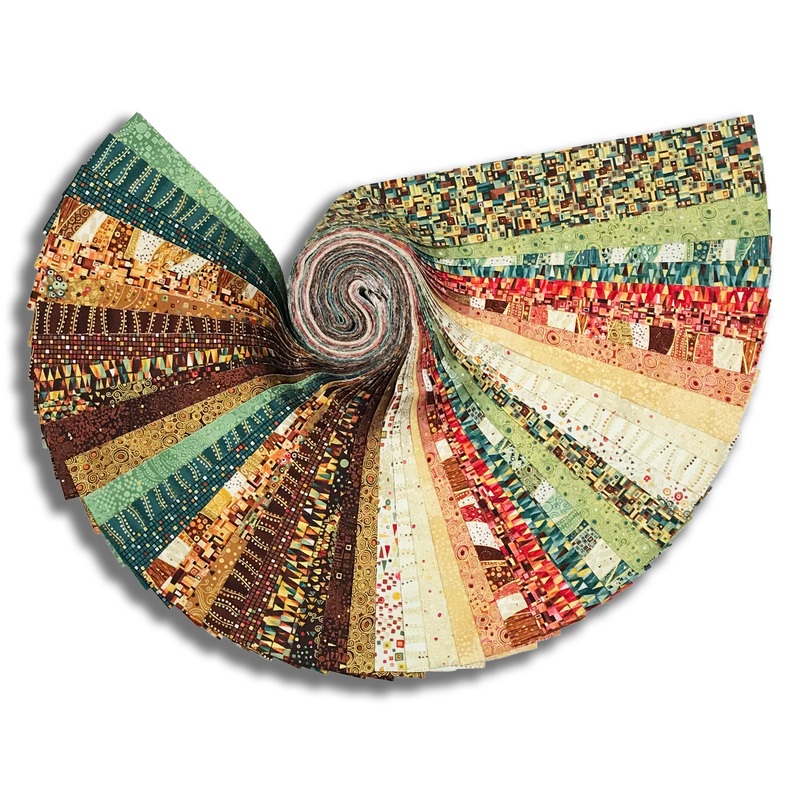 Matt's Andover/Makower Pre-Cut 48 Piece 2 1/2 Jelly Roll Strips - Golden