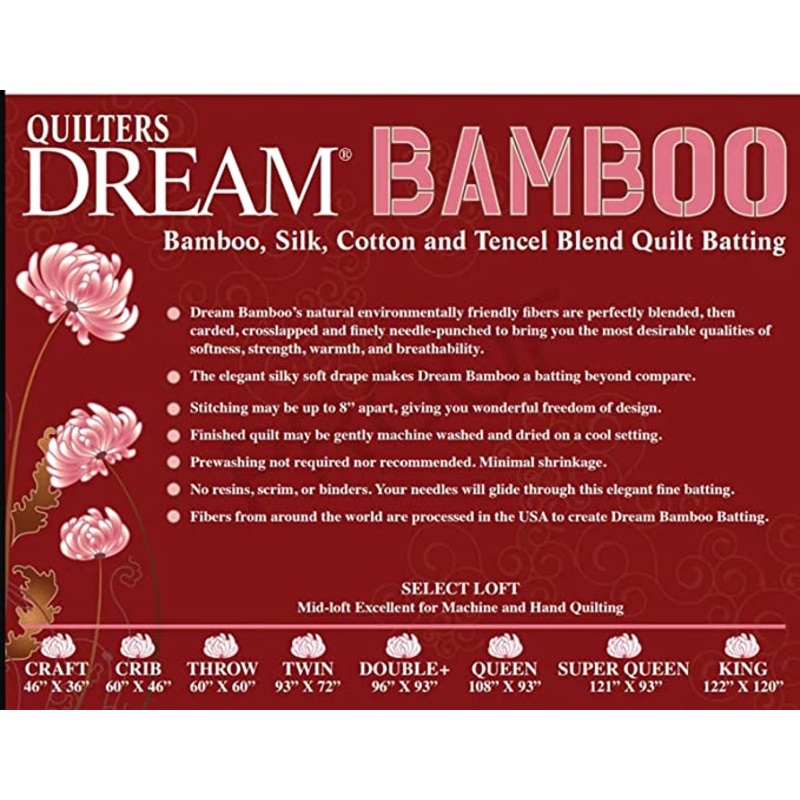 Quilters Dream Bamboo Blend, 92 or 122 wide, 1/4 yard