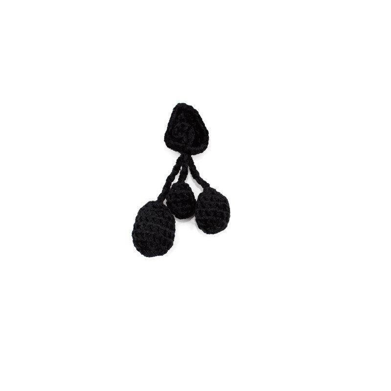 Black Chenille Crochet Bobble 6 inches x 1.75 inches