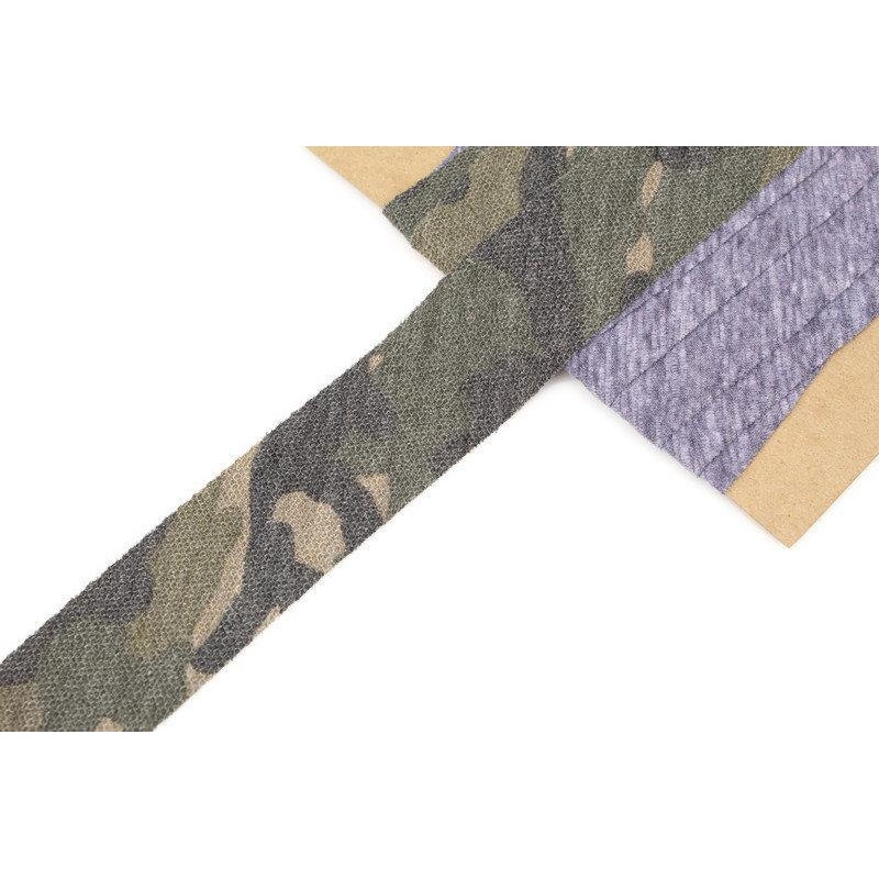 Heather Blue Sweater Knit and Camouflage Bias Tape 1.5 inches width x 10.5 yards (3 pieces) BST00175