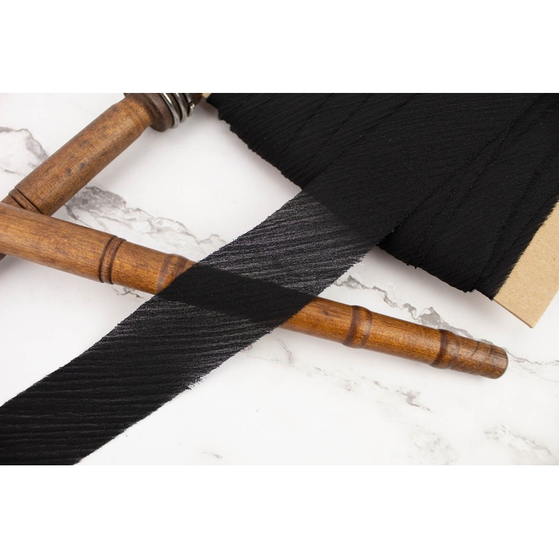 Black Crinkle Gauze Bias Tape Binding Tape 1.25 inches width x 22 yards