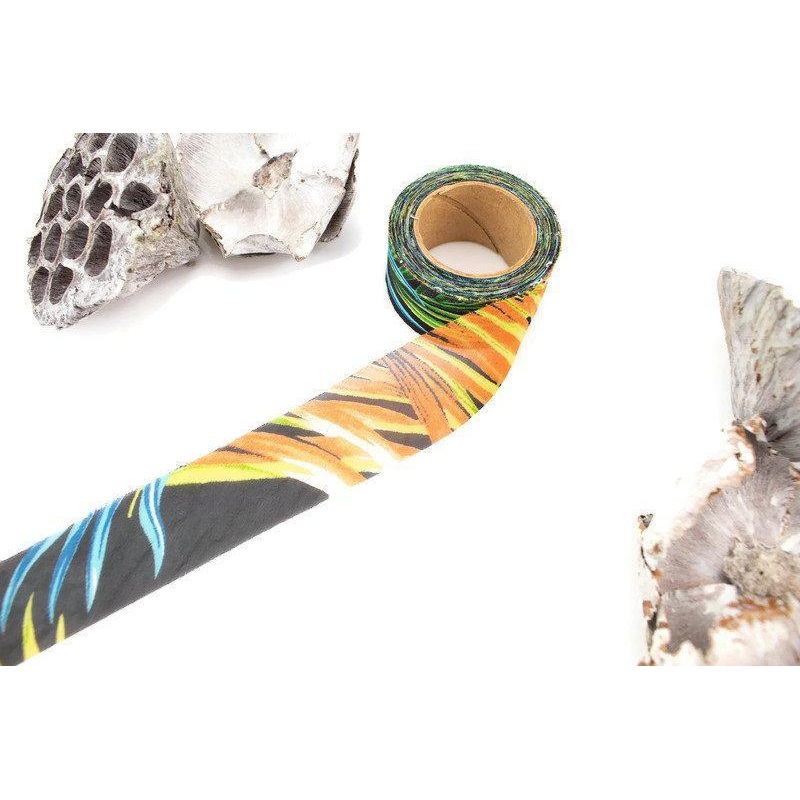 Black Orange and Yellow Tropical Leaves Chiffon Bias Tape  1.25 inches width x 10.5 yards