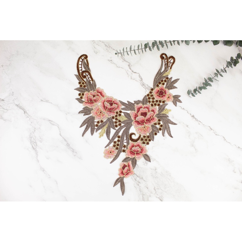 Blush and Taupe Floral Applique