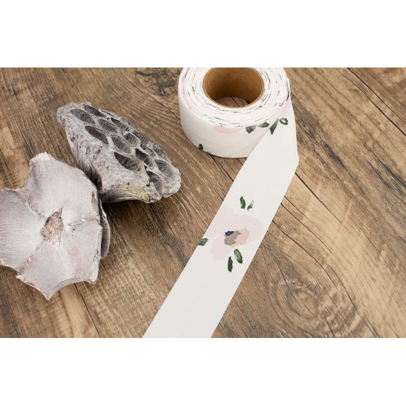 Soft Pink Floral on Cream Challis Bias Tape 14 yards